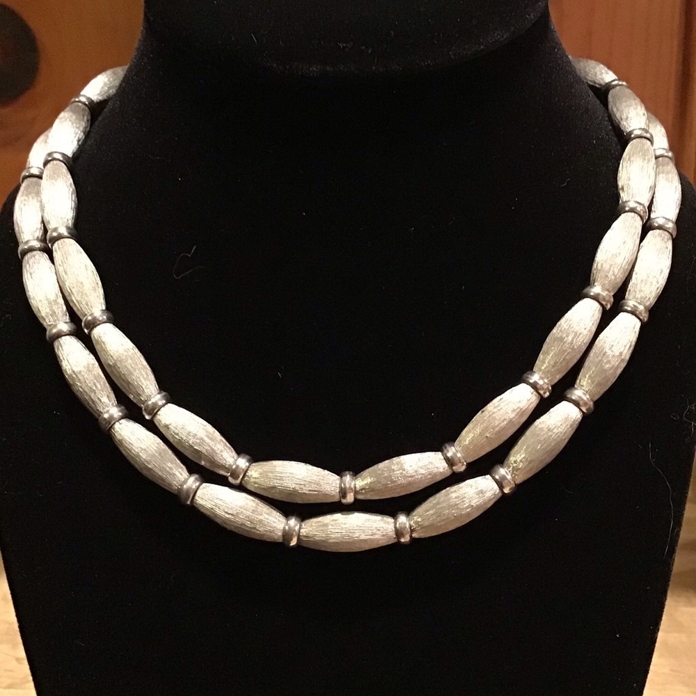 Silver Double-Row Beaded Necklace - Women Jewelry